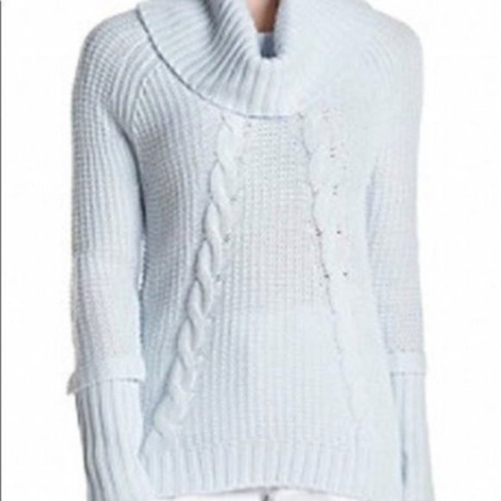 Ivanka Trump S Small Blue  Cable Knit Cowl Neck Sweater S‎